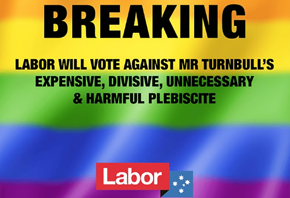 Same-sex marriage plebiscite blocked by Labor